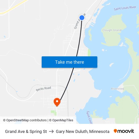 Grand Ave & Spring St to Gary New Duluth, Minnesota map
