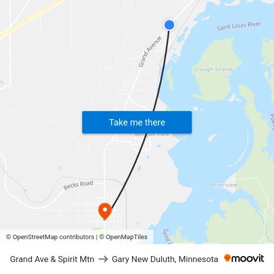Grand Ave & Spirit Mtn to Gary New Duluth, Minnesota map