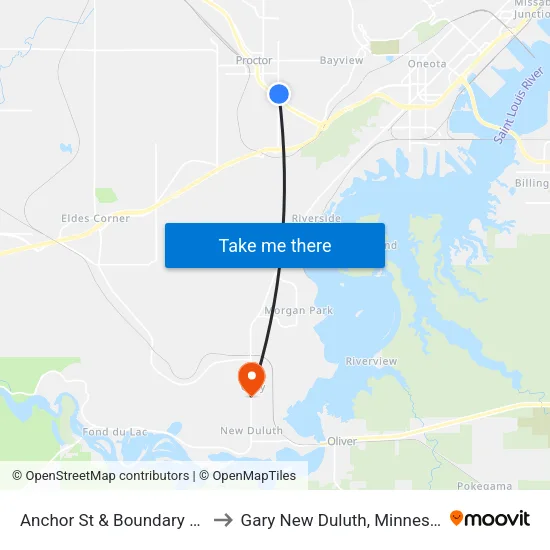 Anchor St & Boundary Ave to Gary New Duluth, Minnesota map