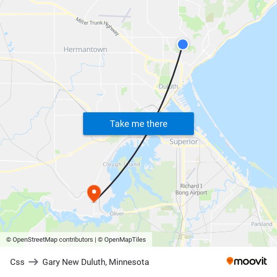 Css to Gary New Duluth, Minnesota map