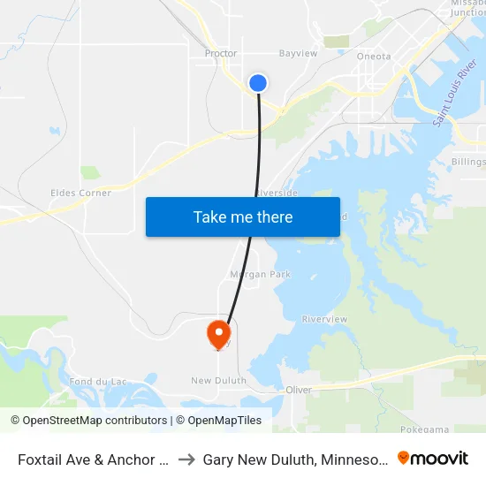 Foxtail Ave & Anchor St to Gary New Duluth, Minnesota map