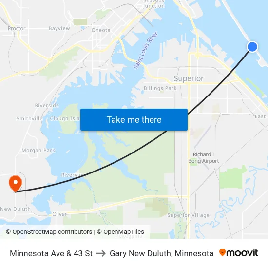 Minnesota Ave & 43 St to Gary New Duluth, Minnesota map