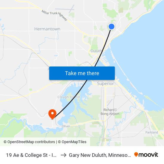 19 Ae & College St - Ib - to Gary New Duluth, Minnesota map