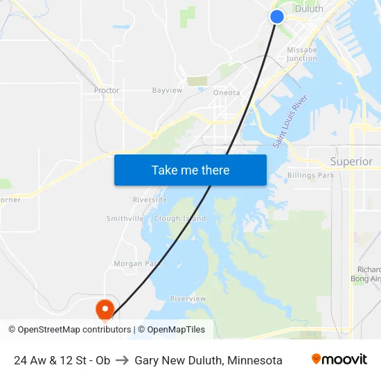 24 Aw & 12 St - Ob to Gary New Duluth, Minnesota map