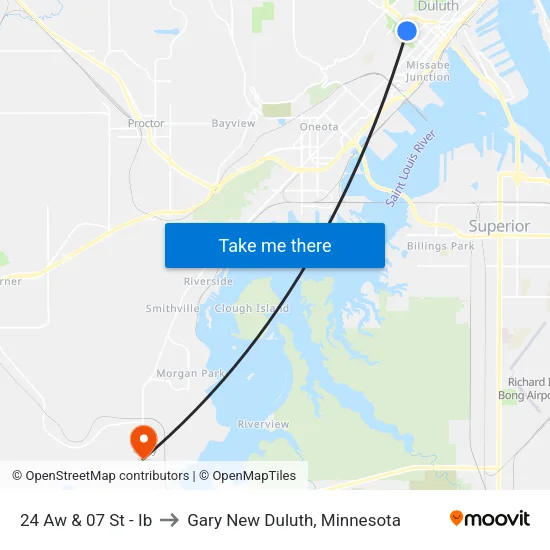 24 Aw & 07 St - Ib to Gary New Duluth, Minnesota map