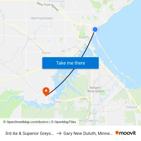 3rd Ae & Superior Greysolon to Gary New Duluth, Minnesota map