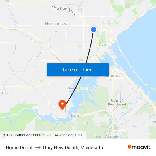 Home Depot to Gary New Duluth, Minnesota map