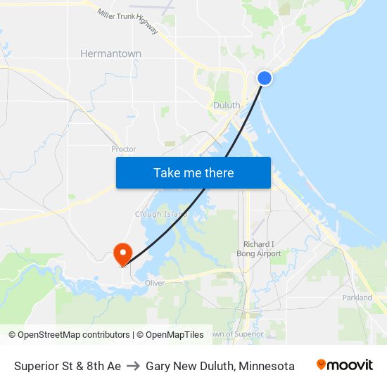 Superior St & 8th Ae to Gary New Duluth, Minnesota map