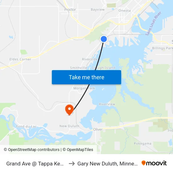 Grand Ave @ Tappa Keg Inn to Gary New Duluth, Minnesota map