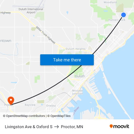 Livingston Ave & Oxford S to Proctor, MN map