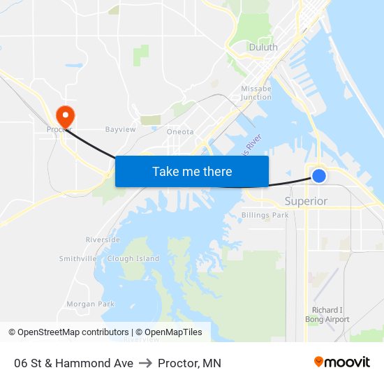 06 St & Hammond Ave to Proctor, MN map