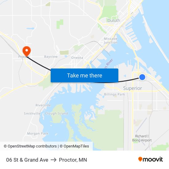 06 St & Grand Ave to Proctor, MN map