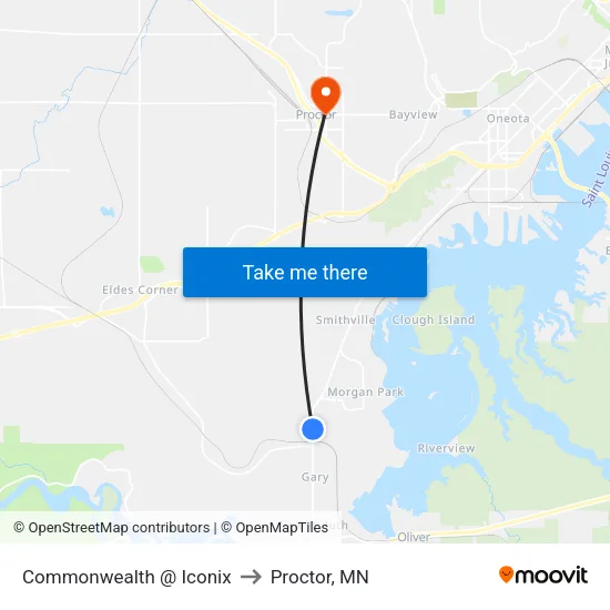 Commonwealth @ Iconix to Proctor, MN map