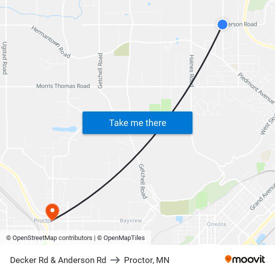 Decker Rd & Anderson Rd to Proctor, MN map