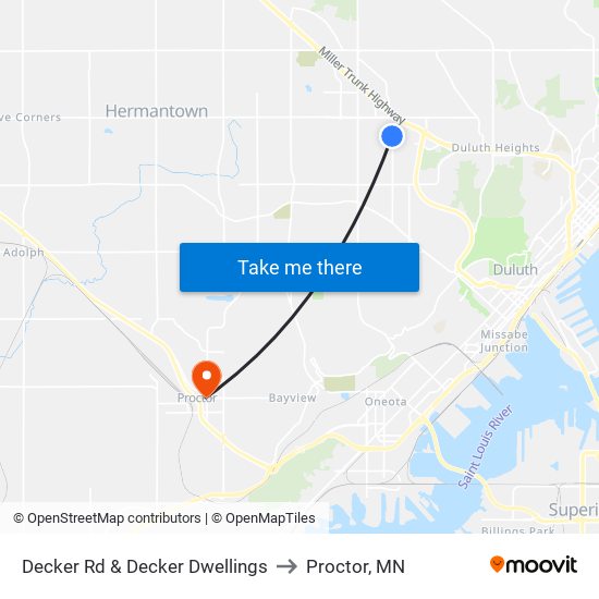 Decker Rd & Decker Dwellings to Proctor, MN map