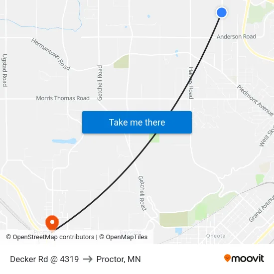 Decker Rd @ 4319 to Proctor, MN map