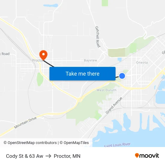 Cody St & 63 Aw to Proctor, MN map