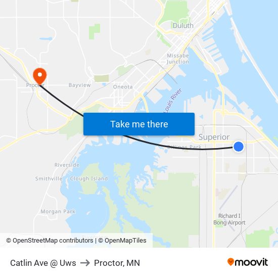 Catlin Ave @ Uws to Proctor, MN map
