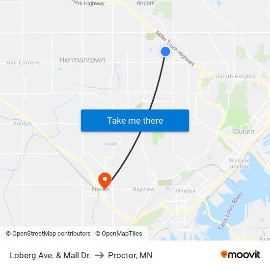 Loberg Ave. & Mall Dr. to Proctor, MN map