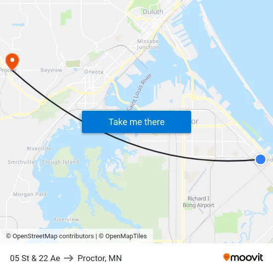 05 St & 22 Ae to Proctor, MN map