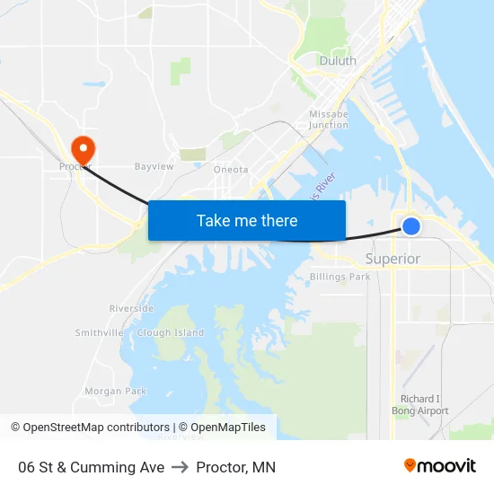 06 St & Cumming Ave to Proctor, MN map