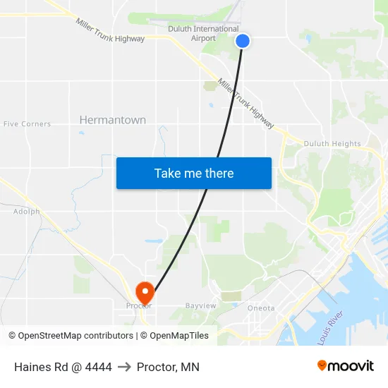 Haines Rd @ 4444 to Proctor, MN map