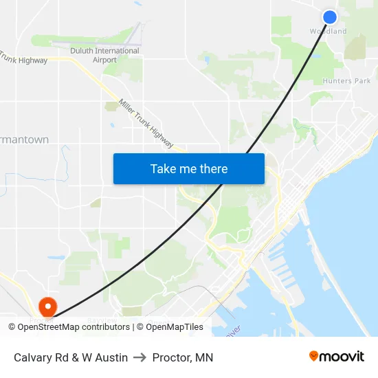 Calvary Rd & W Austin to Proctor, MN map