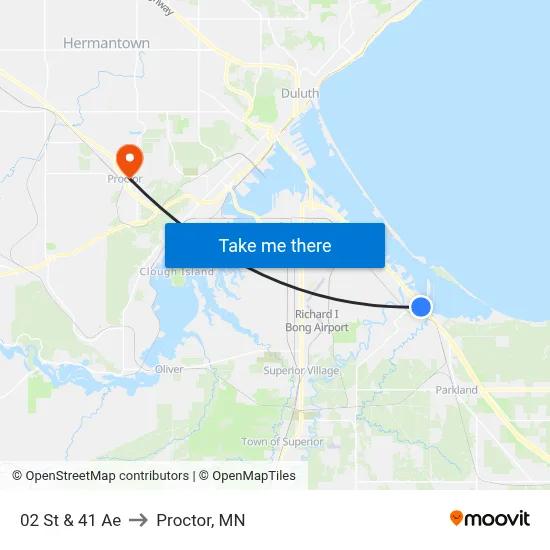 02 St & 41 Ae to Proctor, MN map