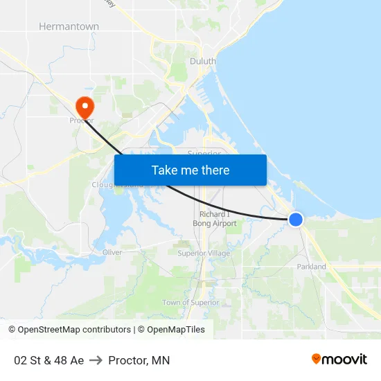 02 St & 48 Ae to Proctor, MN map