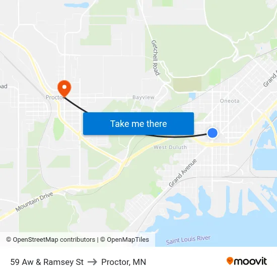 59 Aw & Ramsey St to Proctor, MN map