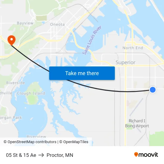 05 St & 15 Ae to Proctor, MN map