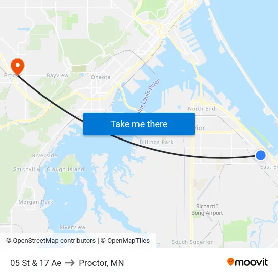 05 St & 17 Ae to Proctor, MN map