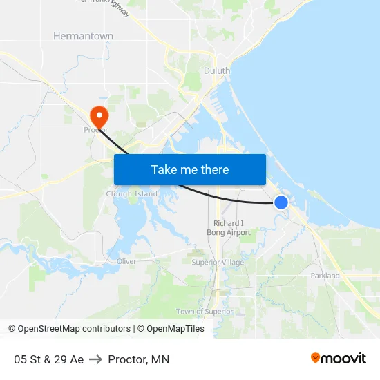 05 St & 29 Ae to Proctor, MN map