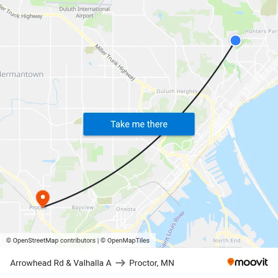 Arrowhead Rd & Valhalla A to Proctor, MN map
