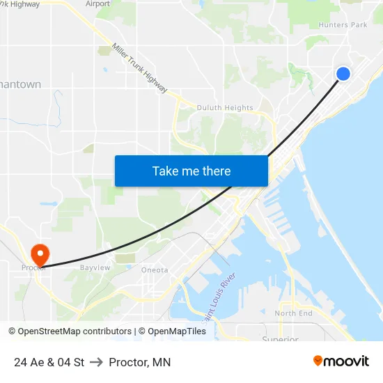 24 Ae & 04 St to Proctor, MN map