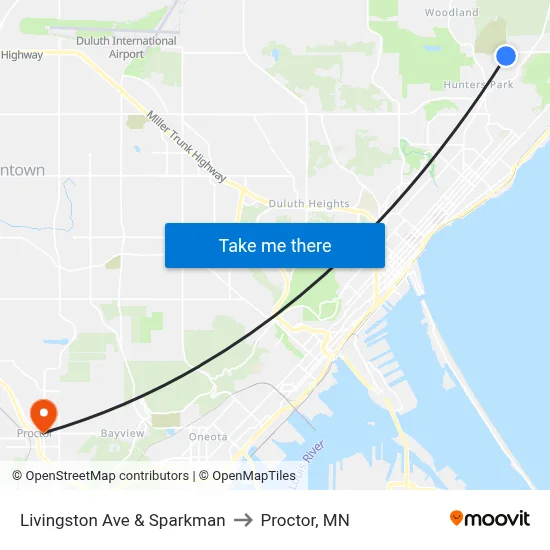 Livingston Ave & Sparkman to Proctor, MN map