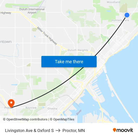Livingston Ave & Oxford S to Proctor, MN map