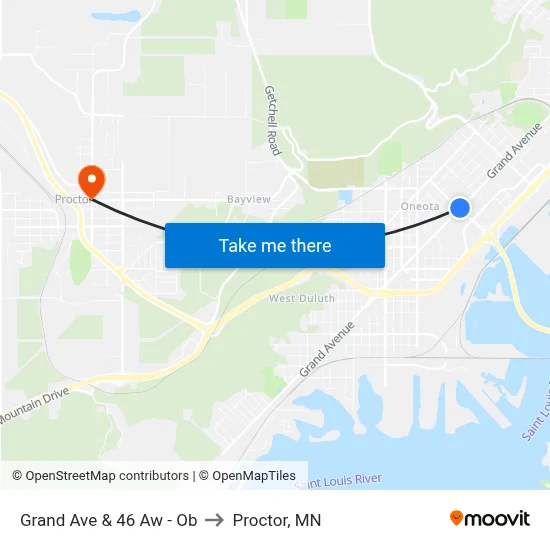 Grand Ave & 46 Aw - Ob to Proctor, MN map