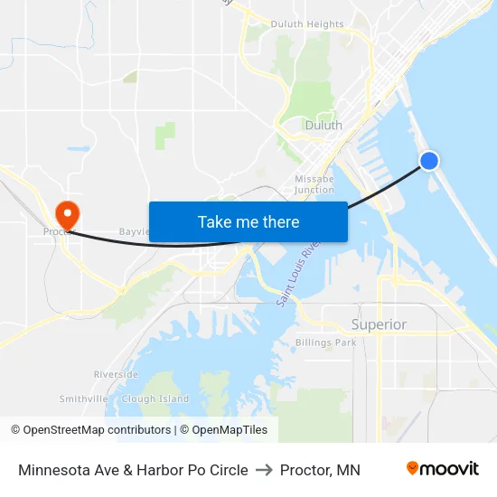 Minnesota Ave & Harbor Po Circle to Proctor, MN map
