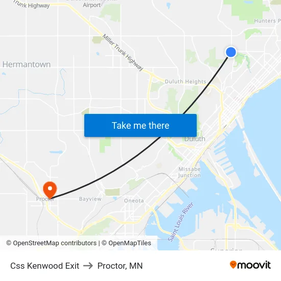 Css Kenwood Exit to Proctor, MN map