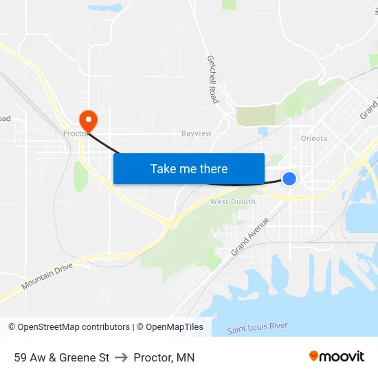 59 Aw & Greene St to Proctor, MN map