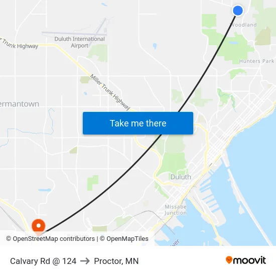 Calvary Rd @ 124 to Proctor, MN map
