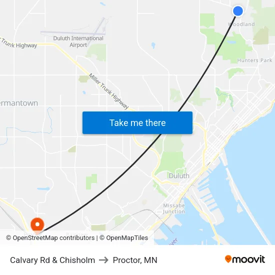 Calvary Rd & Chisholm to Proctor, MN map