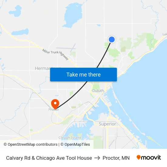 Calvary Rd & Chicago Ave Tool House to Proctor, MN map