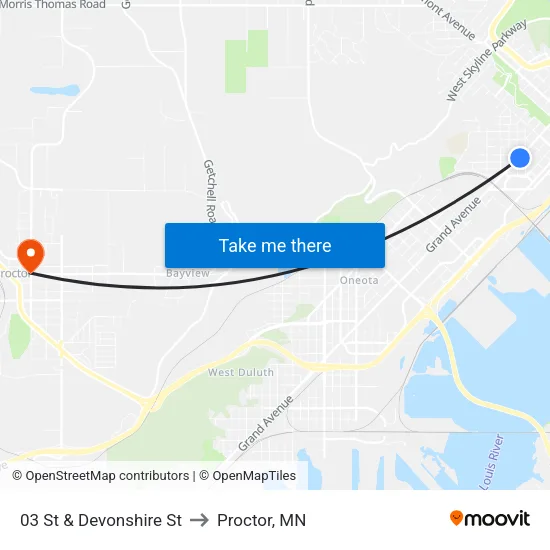 03 St & Devonshire St to Proctor, MN map