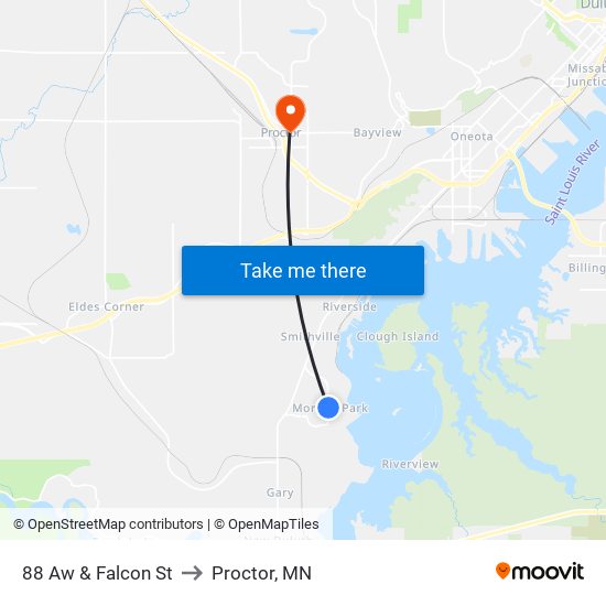 88 Aw & Falcon St to Proctor, MN map