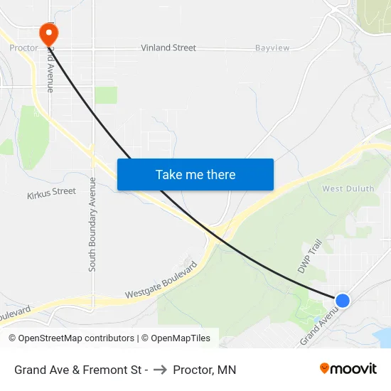 Grand Ave & Fremont St - to Proctor, MN map