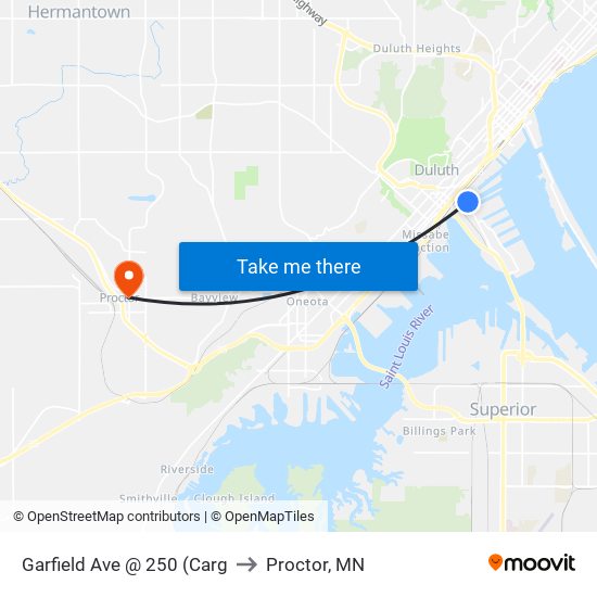 Garfield Ave @  250 (Carg to Proctor, MN map