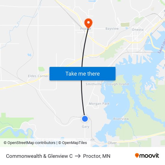 Commonwealth & Glenview C to Proctor, MN map
