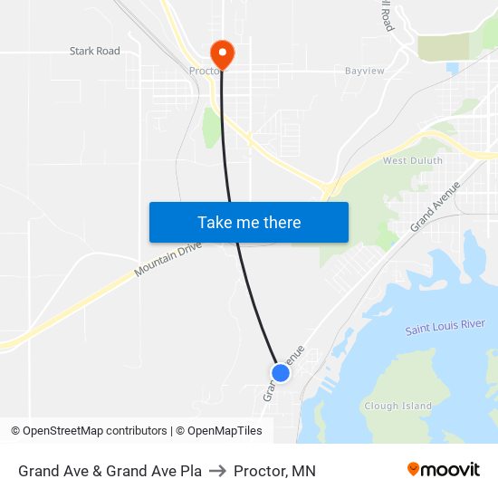 Grand Ave & Grand Ave Pla to Proctor, MN map